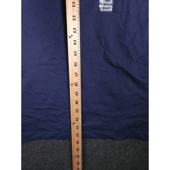 Badge Shirt Mens Small S Stretch Blue Regular Short Sleeve V Neck Y2K NWT A2 - Picture 6 of 11